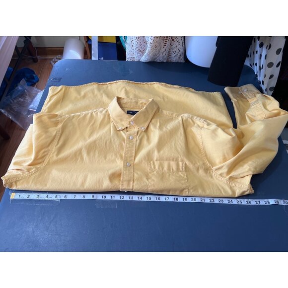 Lands End Mens Yellow Button-Down Shirt XL 17-17.5 Cotton Long Sleeve Business - Picture 4 of 10